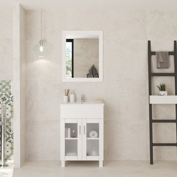 Laviva 31321529-24W-CB Nova 24 - White Vanity Cabinet + Ceramic Basin Countertop