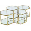 Sei Glass Top Coffee Table With Mirrored Base, Gold, 4-Piece