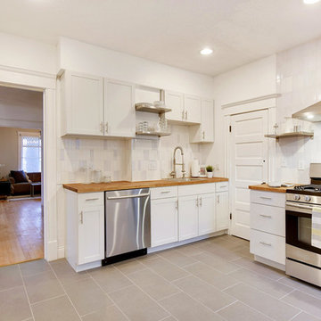 Modern White Subway Tile Kitchen