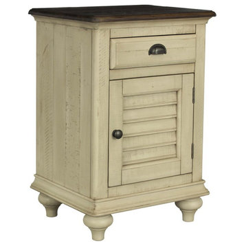 Sunset Trading Shades of Sand Wood Nightstand in Cream Puff/Walnut Brown