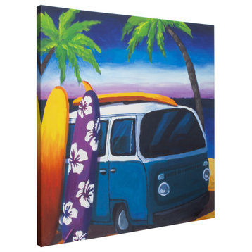 American Art Decor Surf Mini Bus Outdoor Canvas Art Print, 35"x35"