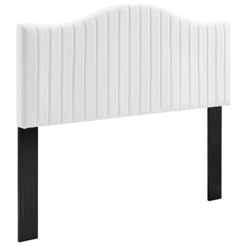 Modway Brielle Channel Tufted Performance Velvet Twin Headboard in White