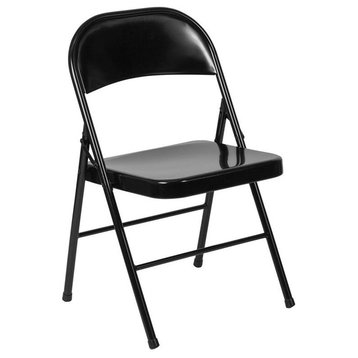 Hercules Series Double Braced Metal Folding Chair, Black