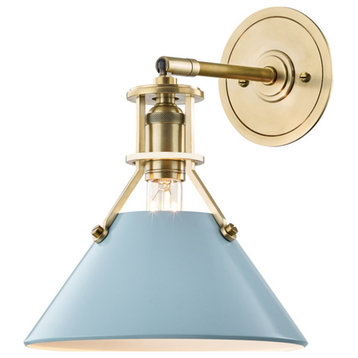 Hudson Valley Painted No.2 1-LT Wall Sconce MDS350-AGB/BB - Aged Brass/Blue Bird