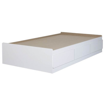 South Shore Vito Twin Mates Bed, 39 With 3 Drawers, Pure White