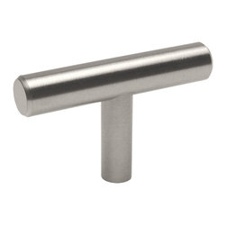 Cosmas - Cosmas 404SN Satin Nickel Slim Line Euro Style Cabinet T-Knob, Set of 10 - Cabinet And Drawer Knobs