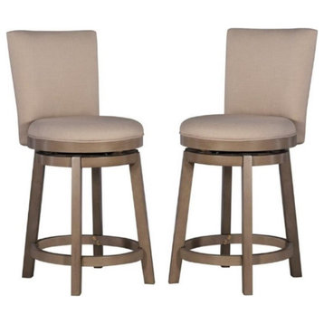 Home Square 26.25" Wood Counter Stool in Brown Finish - Set of 2
