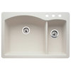Blanco 440197 22"x33" Granite Double Dual-Mount Kitchen Sink, Biscuit, 3 Faucet