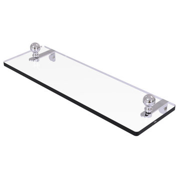 Mambo 16" Glass Vanity Shelf with Beveled Edges, Polished Chrome