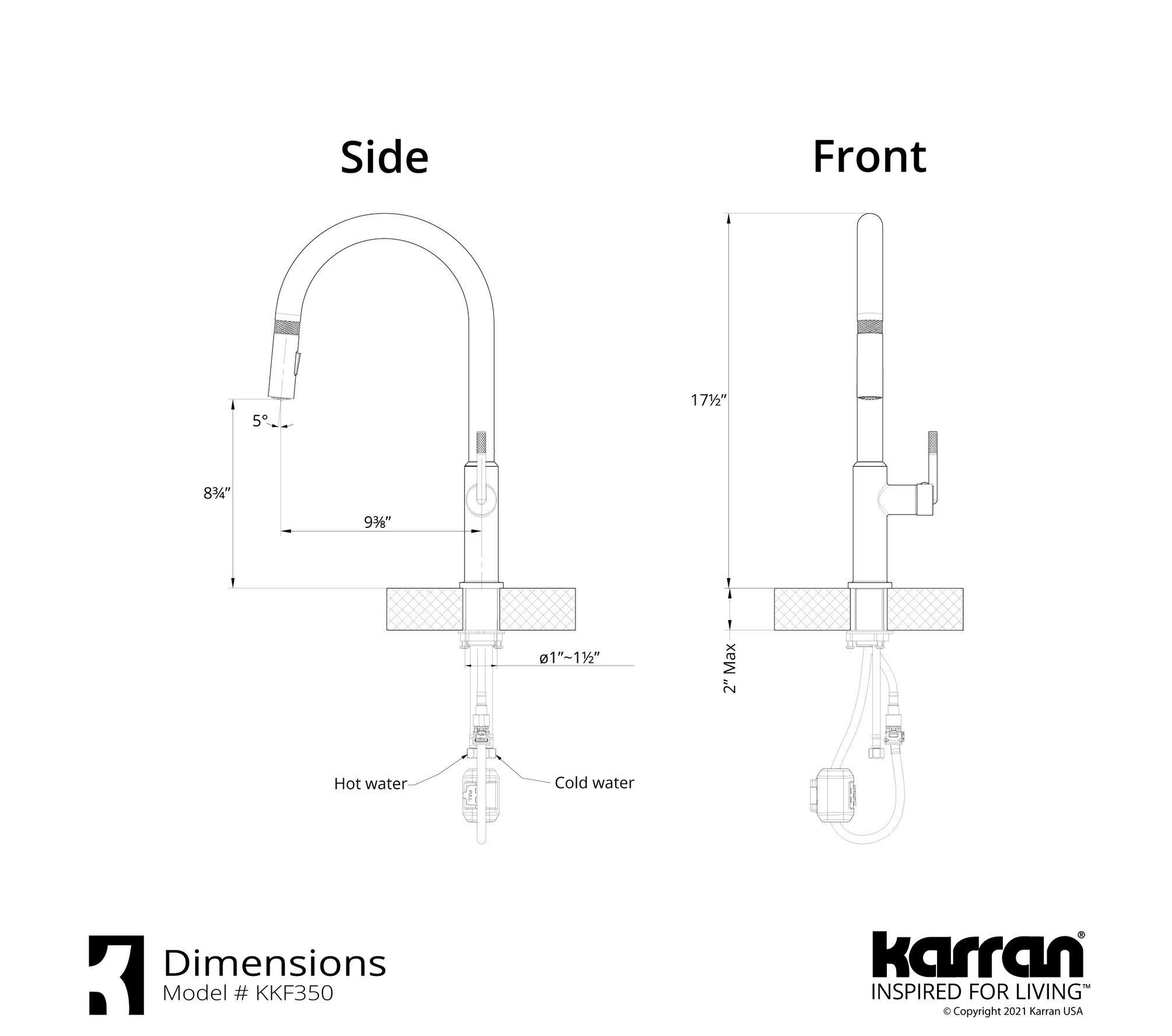 Karran KKF350 1-Handle Pull Down Dual Function Sprayer Faucet, Stainless Steel