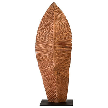Carved Leaf on Stand, Copper Leaf, Small