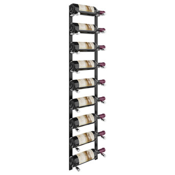 Vino Pins Flex 45 (wall mounted metal wine rack), Matte Black/Aluminum, 9 Bottlles