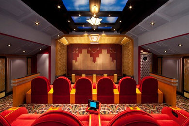 Home theater - contemporary home theater idea in Miami