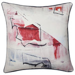 StyleCraft - Austin Allen James-Carousel-Linen Art Printed Pillow-White, Red, Blue-24" x 24" - Experience beloved Carousel Family Collection with this elegant throw pillow. Its artistic design features an abstract, painterly style inspired by Austin Allen James, giving it a unique and contemporary look. Perfect for adding a touch of sophistication to your living room or bedroom, its comfortable duck feather cotton composition offers an inviting place to rest your head.