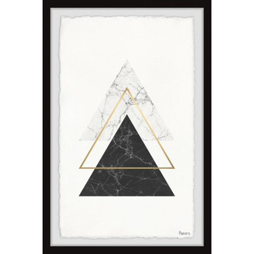"Golden Marble Triangles" Framed Painting Print, 16"x24"