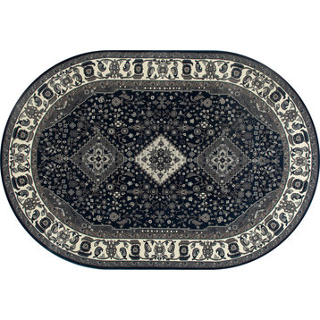 Chelsea Cathedral Steel Blue 6'7"x9'6" Oval Area Rug