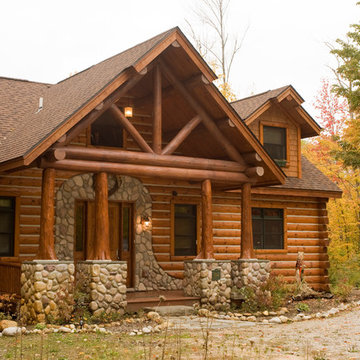 Full cedar log front entrance