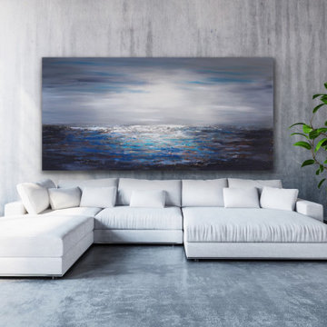 36x60 " Blue coastal painting Large Modern contemporary beach art Custom order