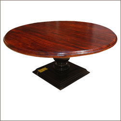 72" Solid Wood Large Pedestal Round Dining Table For 8 People - Dining Tables