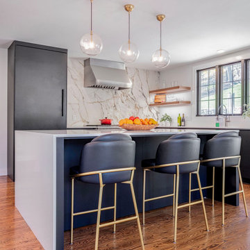Dramatic Modern Kitchen & Liquor Cabinet in Waban, MA