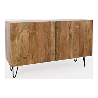 Nature's Edge Solid Acacia 54-Inch Modern Server Storage Cabinet ...