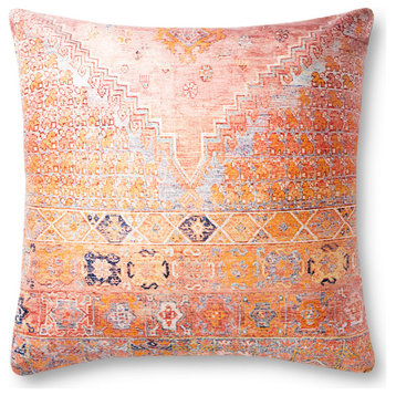 3'x3' Poly-Filled Coral Multi-Colored P0885 Decorative Floor Pillow by Loloi