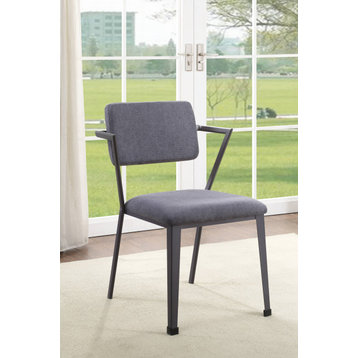 ACME Cargo Dining Chair, Set of 2, Gray Fabric & Gunmetal