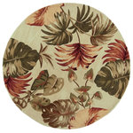 KAS Rugs & Home - Sparta 3148 Beige Palm Leaves Rug, 5'6" Round - Sparta 3148 Beige Palm Leaves 5'6" Round. Hand-Tufted of 100% Wool with Cotton Backing. Made in China. Vacuum regularly & spot clean stains. Professional cleaning recommended periodically.