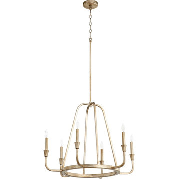 Quorum Marquee 6 Light Chandelier, Aged Silver Leaf, 6314-6-60