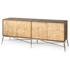 Swordfish Natural & Medium Brown w/ Silver Metal Base Sideboard