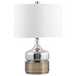 Uttermost - Uttermost Como Chrome Table Lamp - Paying Homage To Mid-century Style, This Table Lamp Features A Chrome Plated Glass Base Displayed On A Chunky Antique Brass Plated Foot And Finial.  UL approved requires 1 X 150 watt max.