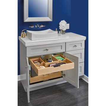 Wood Vanity Sink Cabinet Pull Out Organizer, Side of Cabinet