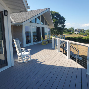 Cable Rails, TimberTech AZEK Deck, SBC Cedar Shingle Siding in Mattapoisett, MA