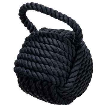 Nautical Rope Knot Decorative Cotton Door Stop, Black