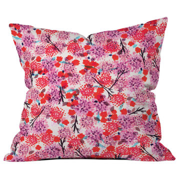 Joy Laforme Floral Forest Red Outdoor Throw Pillow