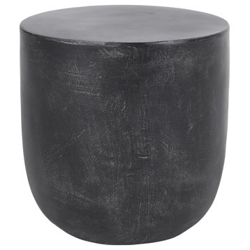 Akin Outdoor Lightweight Concrete Side Table, Matte Black