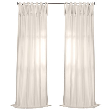 Solid Cotton Tie-Top Single Panel Curtain, Fresh Popcorn, 50"x108"