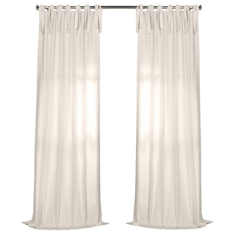 Solid Cotton Tie-Top Single Panel Curtain, Fresh Popcorn, 50"x96"