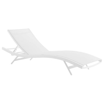 Glimpse Outdoor Patio Mesh Chaise Lounge Chair in White White