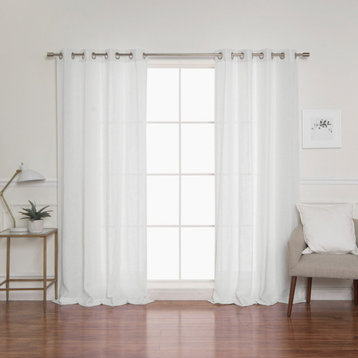 Faux Linen Blend Curtain Panel, Set of 2, Opticwhite, 52"w X 96"l