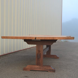 Live Edge Sycamore Dining Table with Trestle Base - Dining Tables