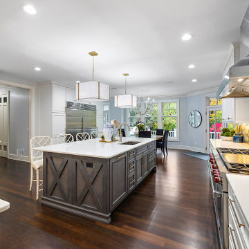 Showplace Chateau Kitchen in White Dove and Cherry Thunder with Ebony glaze