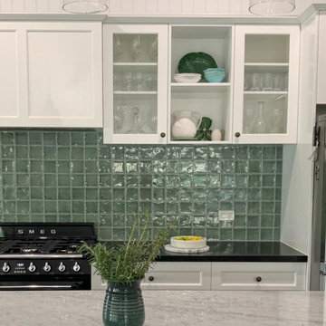 Hendra Hamptons with Dark Green Island Feature Kitchen