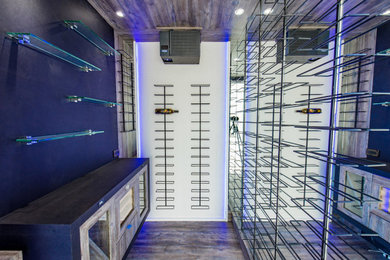 Mid-sized trendy wine cellar photo in Miami with storage racks