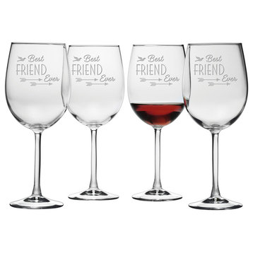 "Best Friend Ever" Wine Glasses, Set of 4
