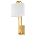 Corbett Lighting - Lysandra 1 Light Wall Sconce, Vintage Brass - Lysandra is an Art Deco inspired, stately sconce. A series of clean, curved lines rise from a rectangular backplate to hold an elongated White Linen shade. The solid Vintage Brass metalwork gives off a retro vibe that works well with many different design styles.