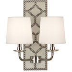 Robert Abbey - Robert Abbey S1032 Williamsburg Lightfoot - Two Light Wall Sconce - Designer: Williamsburg  Cord CoWilliamsburg Lightfo Bruton White Leather *UL Approved: YES Energy Star Qualified: n/a ADA Certified: n/a  *Number of Lights: Lamp: 2-*Wattage:60w B Candelabra Base bulb(s) *Bulb Included:No *Bulb Type:B Candelabra Base *Finish Type:Bruton White Leather/Polished Nickel
