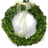 Serene Spaces Living Set of 3 Preserved Boxwood Wreaths, Genuine Green Leaves