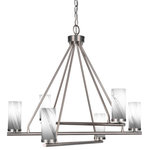 Toltec Lighting - Trinity 6 Light Chandelier Shown, Graphite Finish With 2.5" Onyx Swirl Glass - Enhance your space with the Trinity 6-Light Chandelier. Installing this chandelier is a breeze - simply connect it to a 120 volt power supply. Set the perfect ambiance with dimmable lighting (dimmer not included). The chandelier is energy-efficient and LED compatible, providing convenience and energy savings. It's versatile and suitable for everyday use, compatible with candelabra base bulbs. Maintenance is a minimal with a damp cloth, as no chemicals are required. The chandelier's streamlined hardwired design adds a touch of elegance to any room. The durable glass shades ensure even light diffusion, creating a captivating atmosphere. Choose from multiple finish and color variations to find the perfect match for your decor.