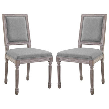 Court Dining Side Chair Upholstered Set of 2, Light Gray